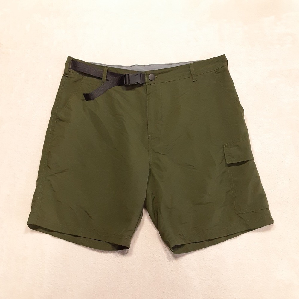 Zella Mens Belted Cargo Shorts 36 Green 7" Inseam 100% Nylon Outdoor